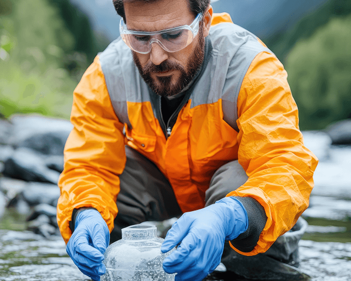 tech collecting sample